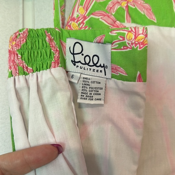 VINTAGE LILLY PULITZER PINK & GREEN PALM TREE COTTON SUMMER DRESS SZ 6 - Picture 5 of 7